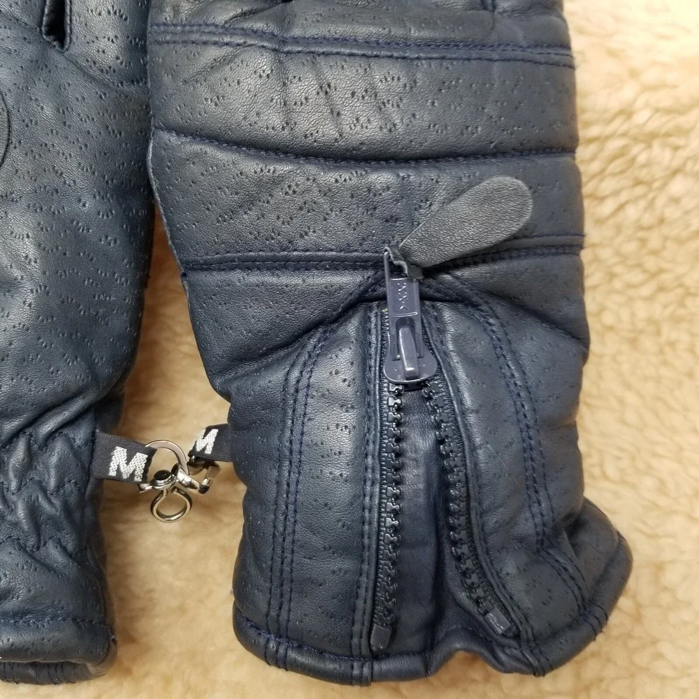 VTG Conroy Ladies Medium Leather Fiber Insulated‎ Mittens Gloves Taiwan Zip Used
